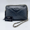 CHANEL Chevron Black Chain Shoulder Bag