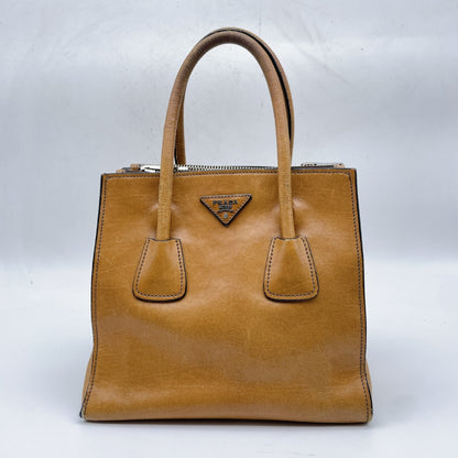PRADA Leather Triangle Logo Tote Bag Handbag
