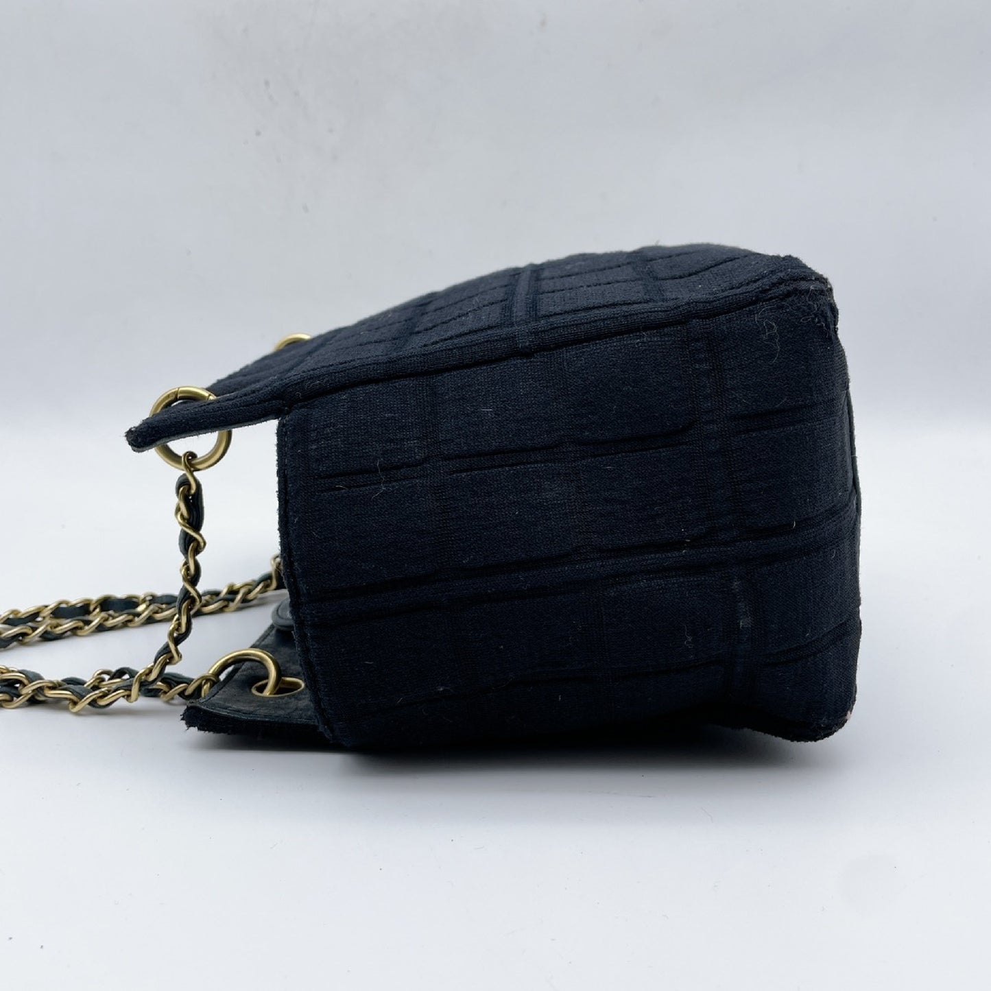 CHANEL Chocolate Bar Cotton Chain Shoulder Handbag