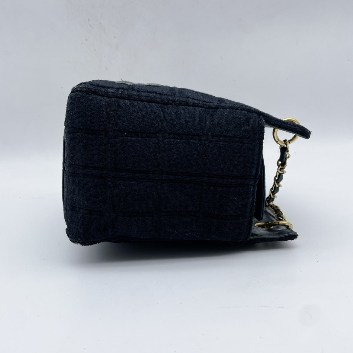 CHANEL Chocolate Bar Cotton Chain Shoulder Handbag