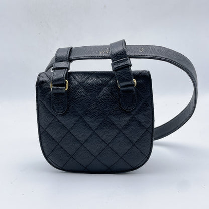 CHANEL Matrasse Caviar Skin Black Black 1st Waist Bag