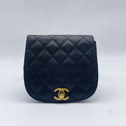 CHANEL Matrasse Caviar Skin Black Black 1st Waist Bag