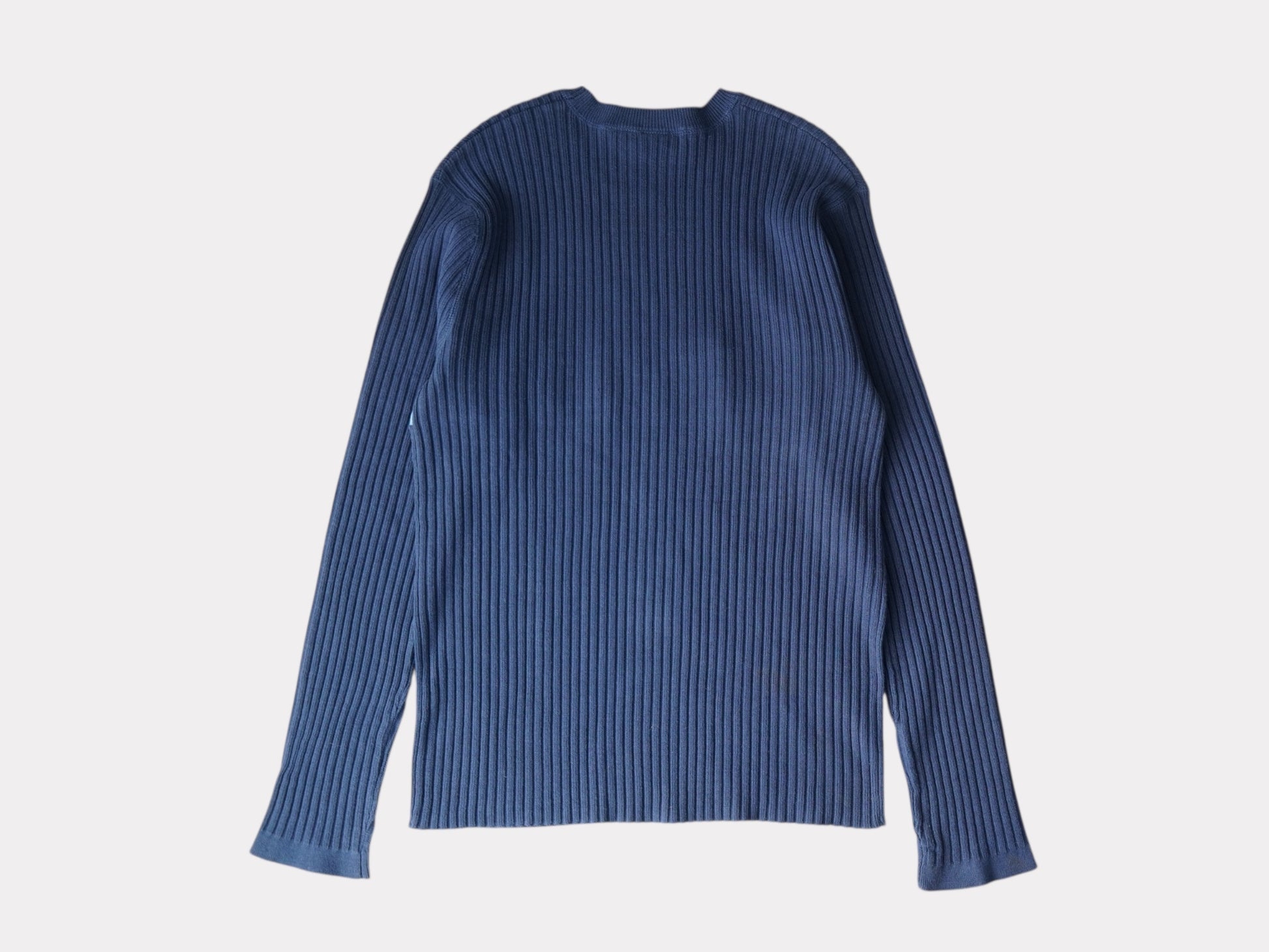 ARMANI EXCHANGE Armani Exchange Rib Knit Sweater Logo Embroidered Blue M Size Men's Tops