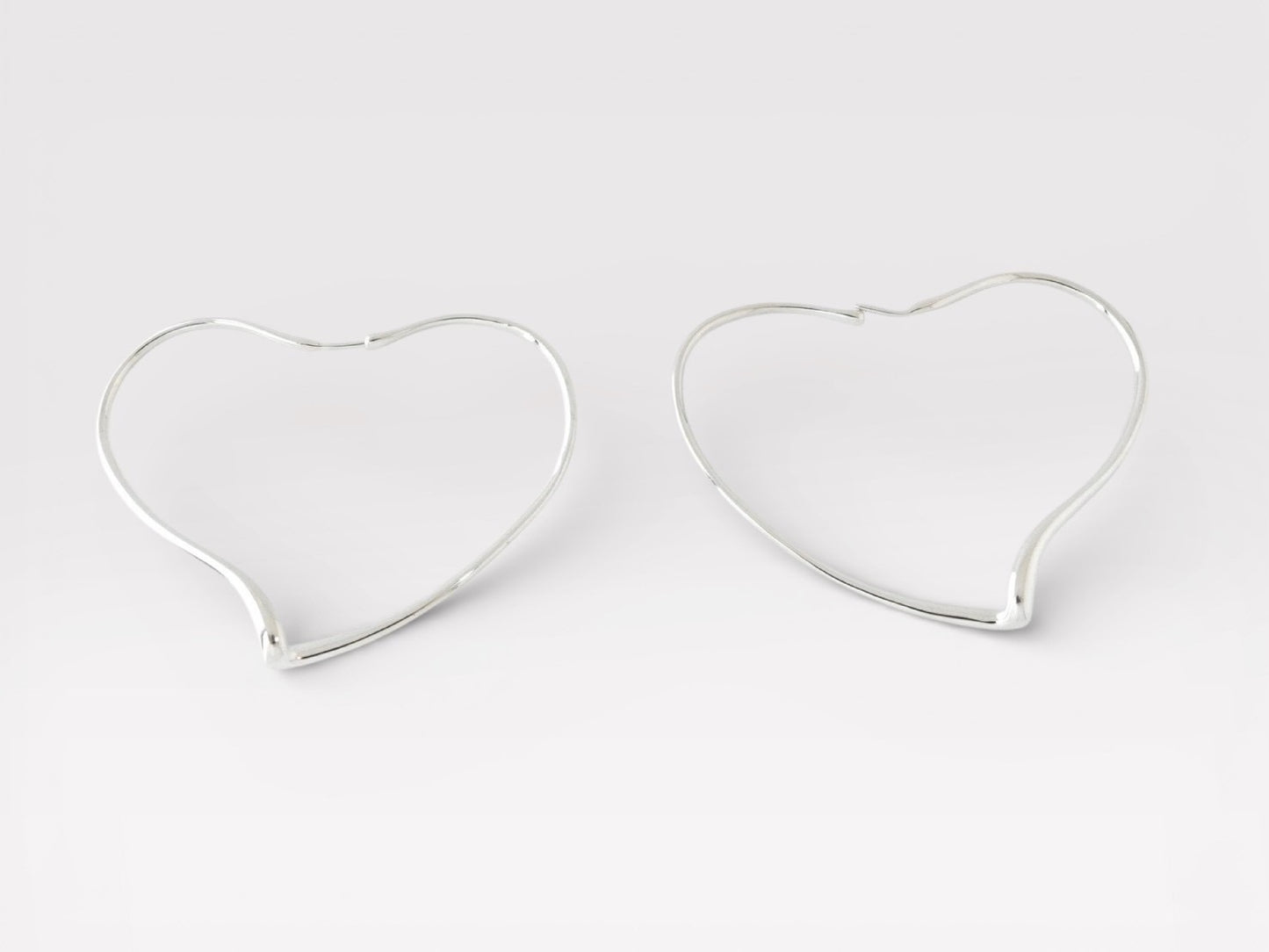 Tiffany&Co. Open Heart Silver 925 Hoop Earrings L Size Earrings