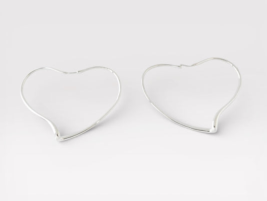 Tiffany&Co. Open Heart Silver 925 Hoop Earrings L Size Earrings