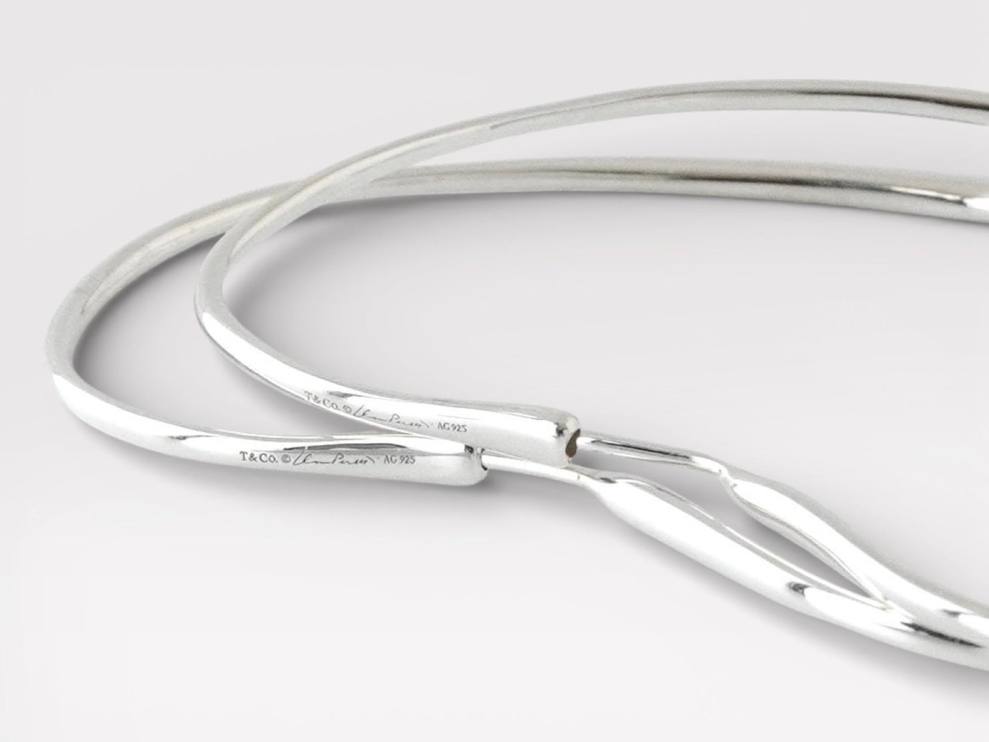 Tiffany&Co. Open Heart Silver 925 Hoop Earrings L Size Earrings