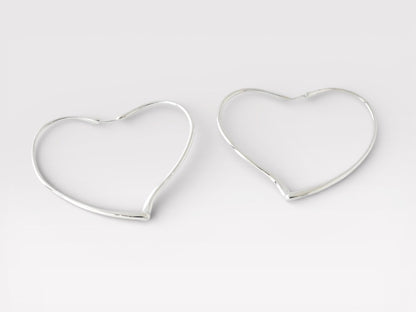 Tiffany&Co. Open Heart Silver 925 Hoop Earrings L Size Earrings