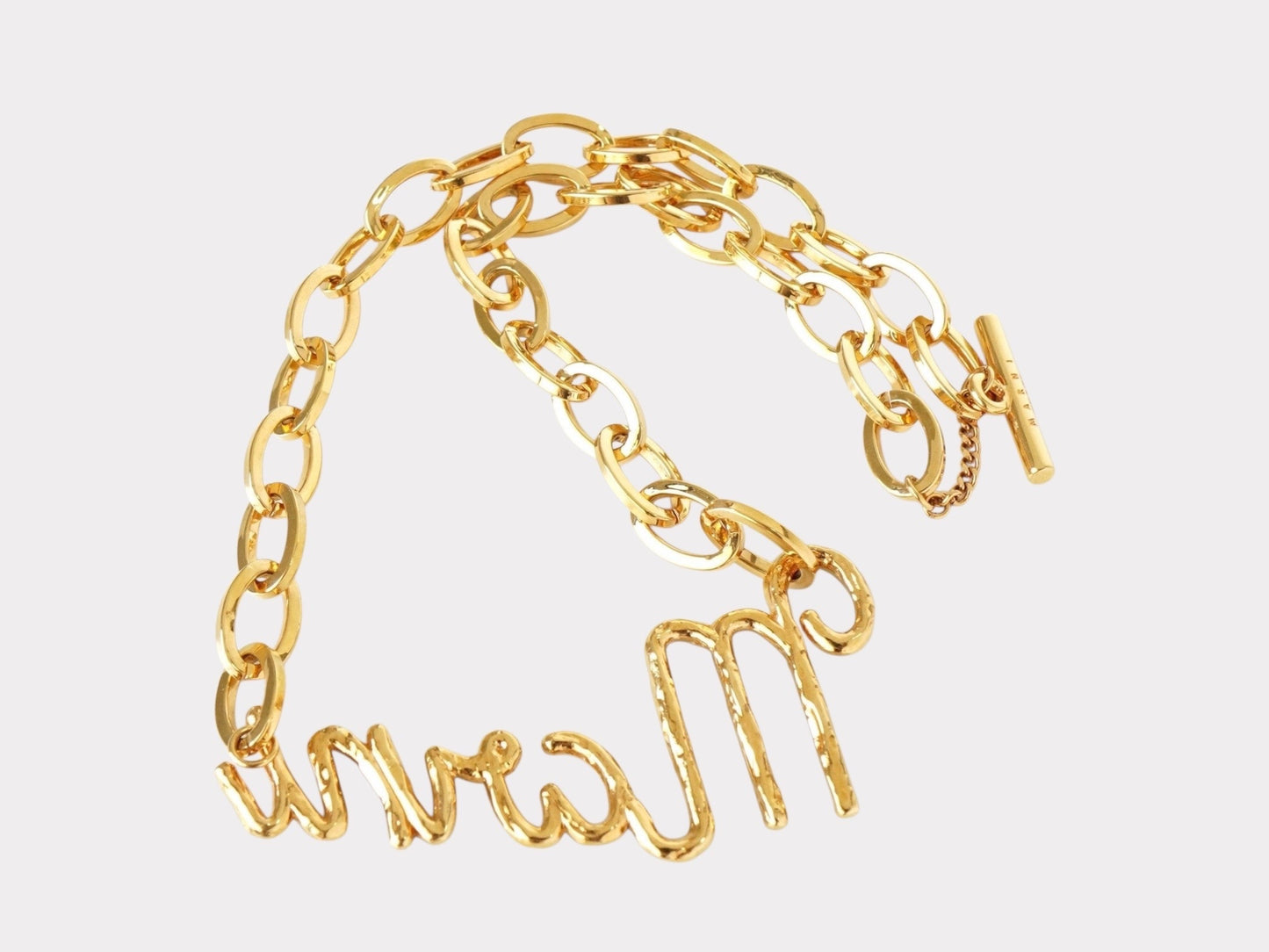 MARNI Logo Chain Necklace Gold with Storage Bag Necklace