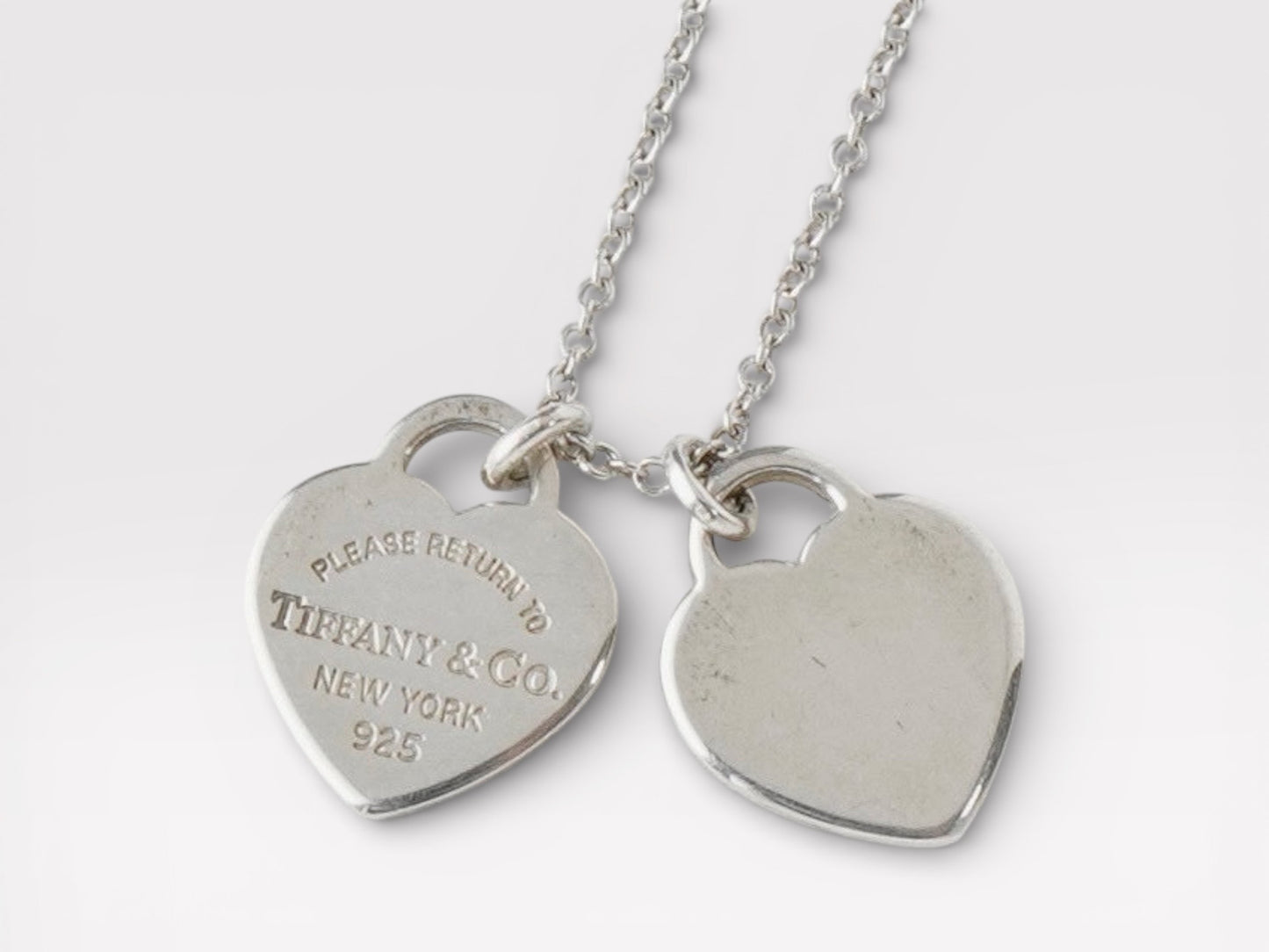 Tiffany&Co. Tiffany Return Toe Double Heart Tag Silver 925 Necklace