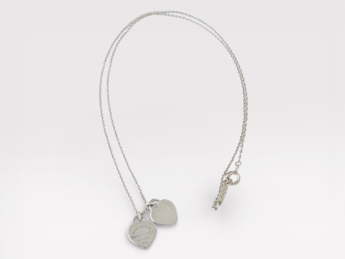 Tiffany&Co. Tiffany Return Toe Double Heart Tag Silver 925 Necklace