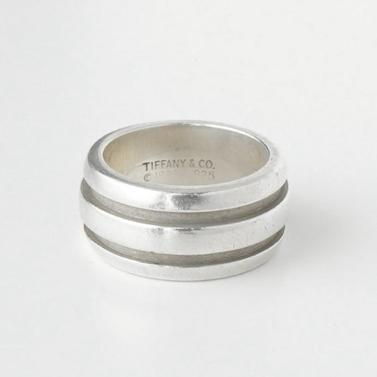 Tiffany & Co. Grooved Double Line Silver 925 Ring No. 7 Ring
