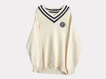 CHAPS RALPH LAUREN Chaps Ralph Lauren Childen Knit Ivory Logo Patch Size L Jacket