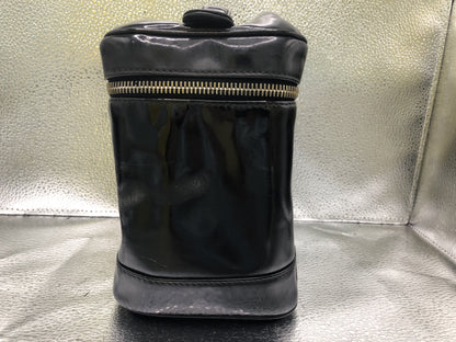 CHANEL Coco Mark Vertical Unclear Seal Guarantee Card with Charm Patent Leather Black Vanity Bag