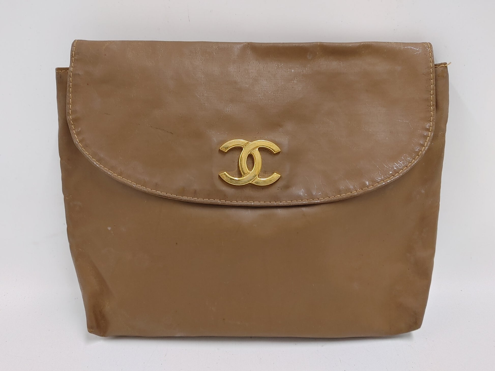 CHANEL Cocomark Rubber Brown Pouch