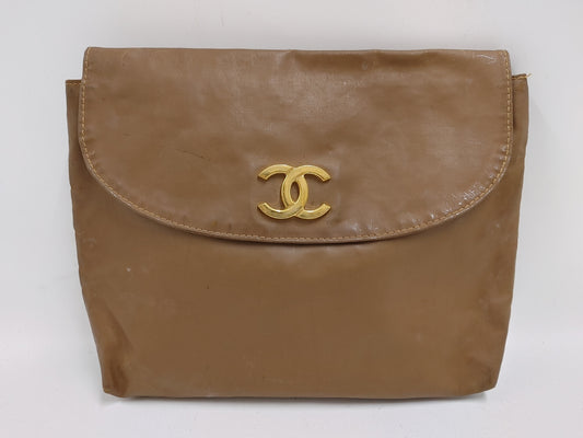 CHANEL Cocomark Rubber Brown Pouch