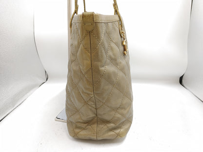 CHANEL Matlasse Pouch with Coco Charm Caviar Skin Bronze Tote Bag