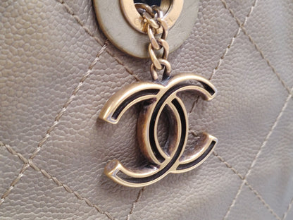 CHANEL Matlasse Pouch with Coco Charm Caviar Skin Bronze Tote Bag