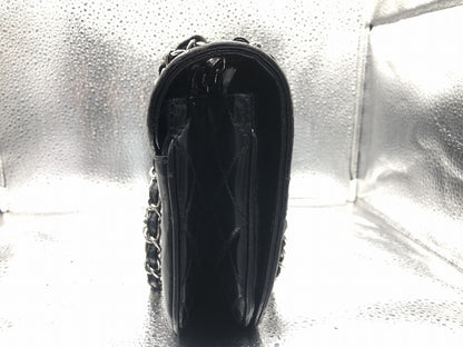 CHANEL Cocomark Seal 14177165 Patent Leather Black Shoulder Bag with Guarantee Card