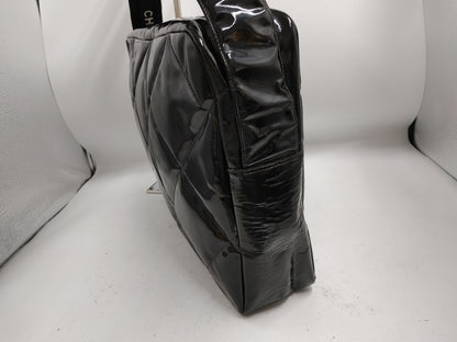 CHANEL Matlasse Seal 4147101 Patent Leather Black Shoulder Bag