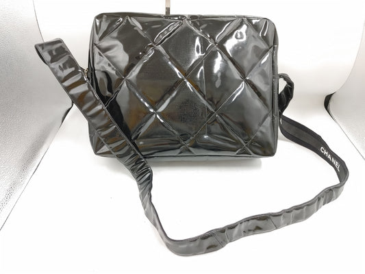 CHANEL Matlasse Seal 4147101 Patent Leather Black Shoulder Bag