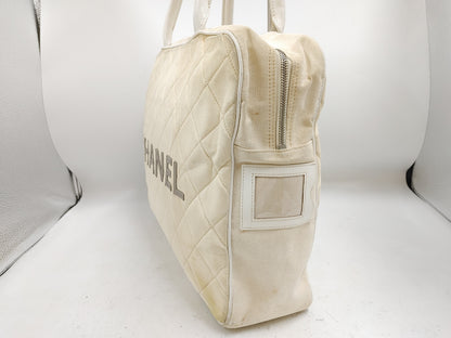 CHANEL Matlasse Handbag with Seal 6592715 Nylon Beige Tote Bag with Guarantee Card