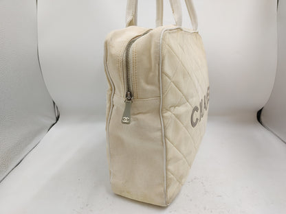 CHANEL Matlasse Handbag with Seal 6592715 Nylon Beige Tote Bag with Guarantee Card