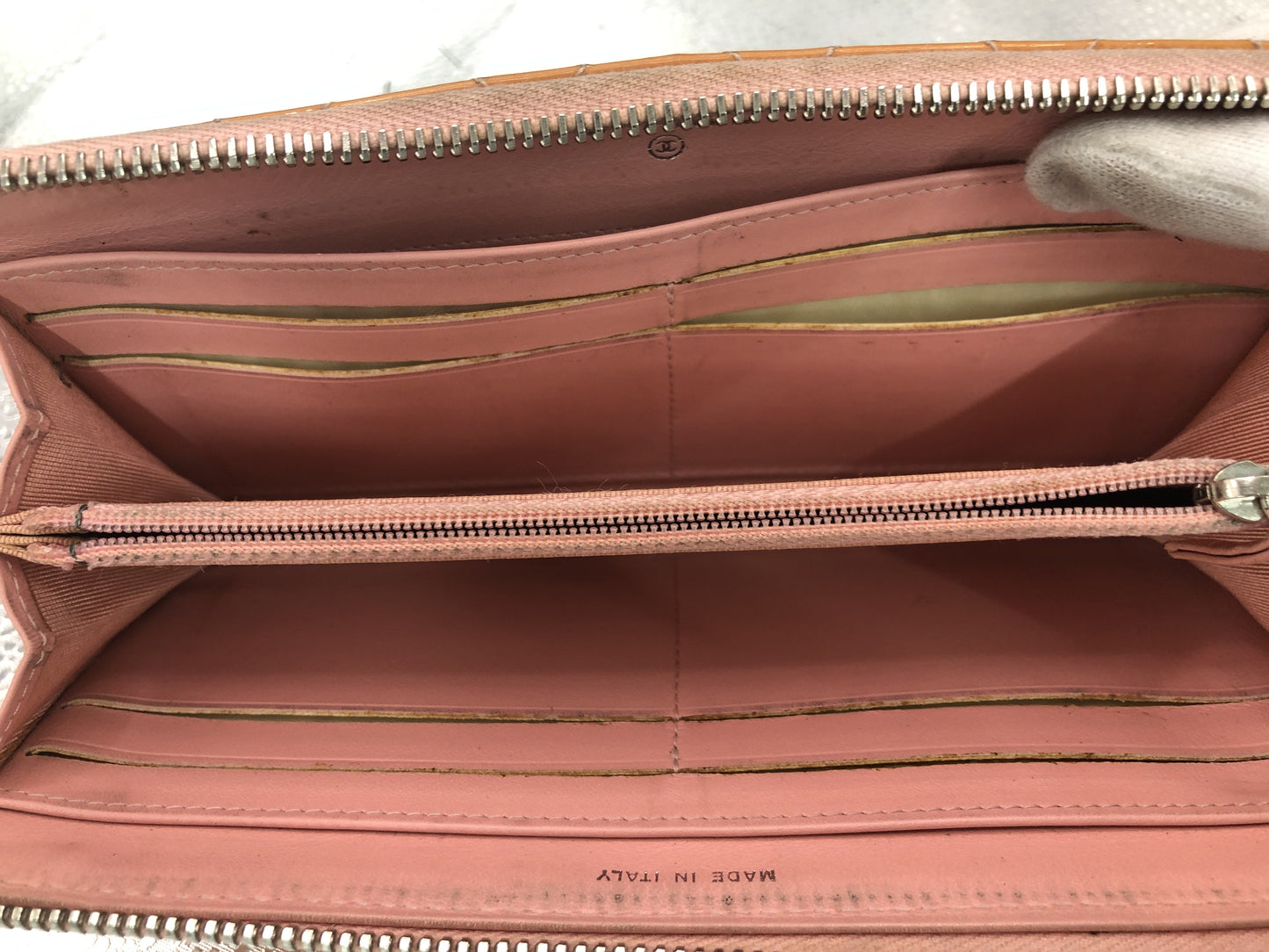 CHANEL Matlasse L-Zipper with Serial Seal 17289952 with Guarantee Card Patent Leather Orange Wallet