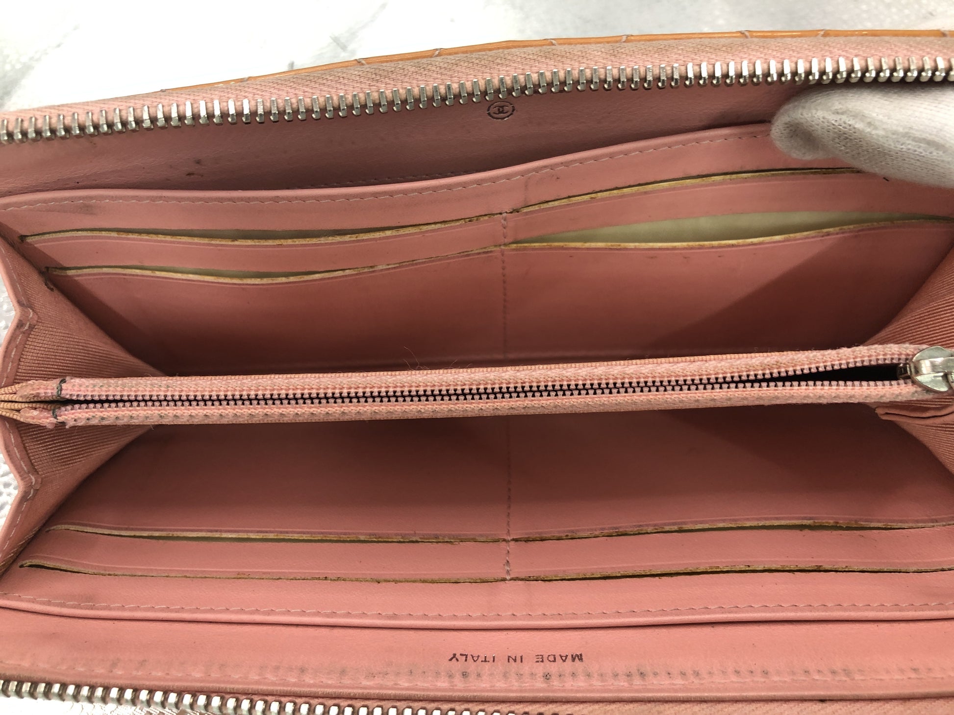 CHANEL Matlasse L-Zipper with Serial Seal 17289952 with Guarantee Card Patent Leather Orange Wallet