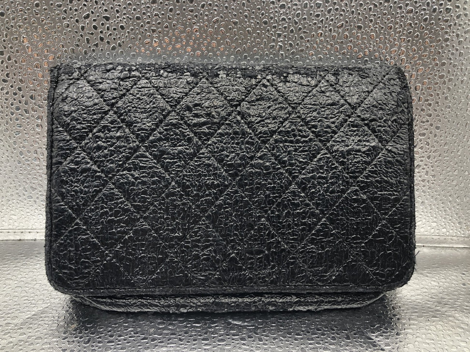 CHANEL Matlasse Seal with 17521251 Coated Tweed Black Shoulder Bag