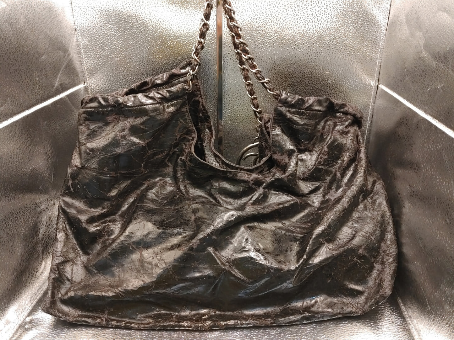 CHANEL Cocomark Chain Shoulder Bag with Seal 11001378 Coco Charm with Guarantee Card with Pouch Patent Black Shoulder Bag