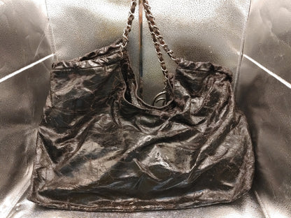 CHANEL Cocomark Chain Shoulder Bag with Seal 11001378 Coco Charm with Guarantee Card with Pouch Patent Black Shoulder Bag