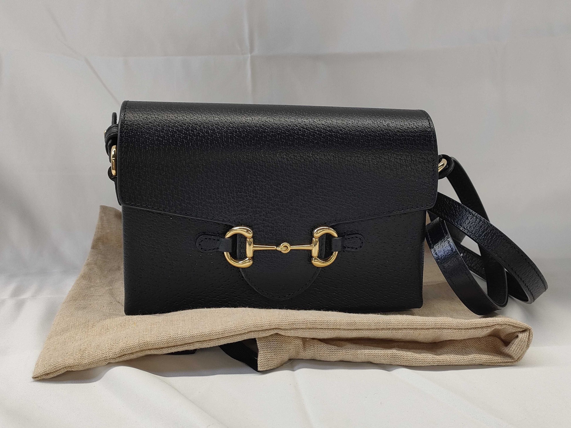 GUCCI Gucci Horsebit 1955 Leather Shoulder Black 732314 Shoulder Bag