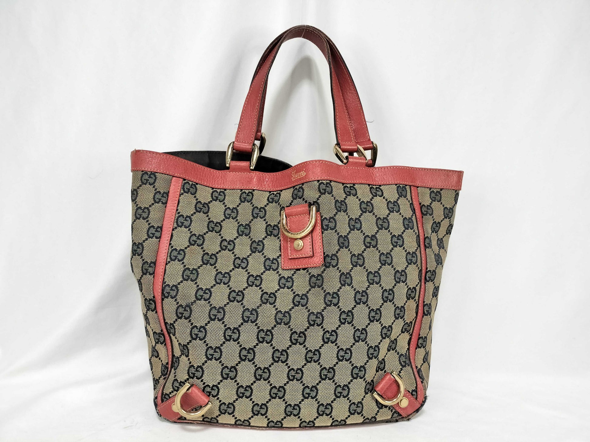GUCCI GG Canvas Gucci 130739 Tote Bag Abbey Line GG Canvas Red Beige Tote Bag