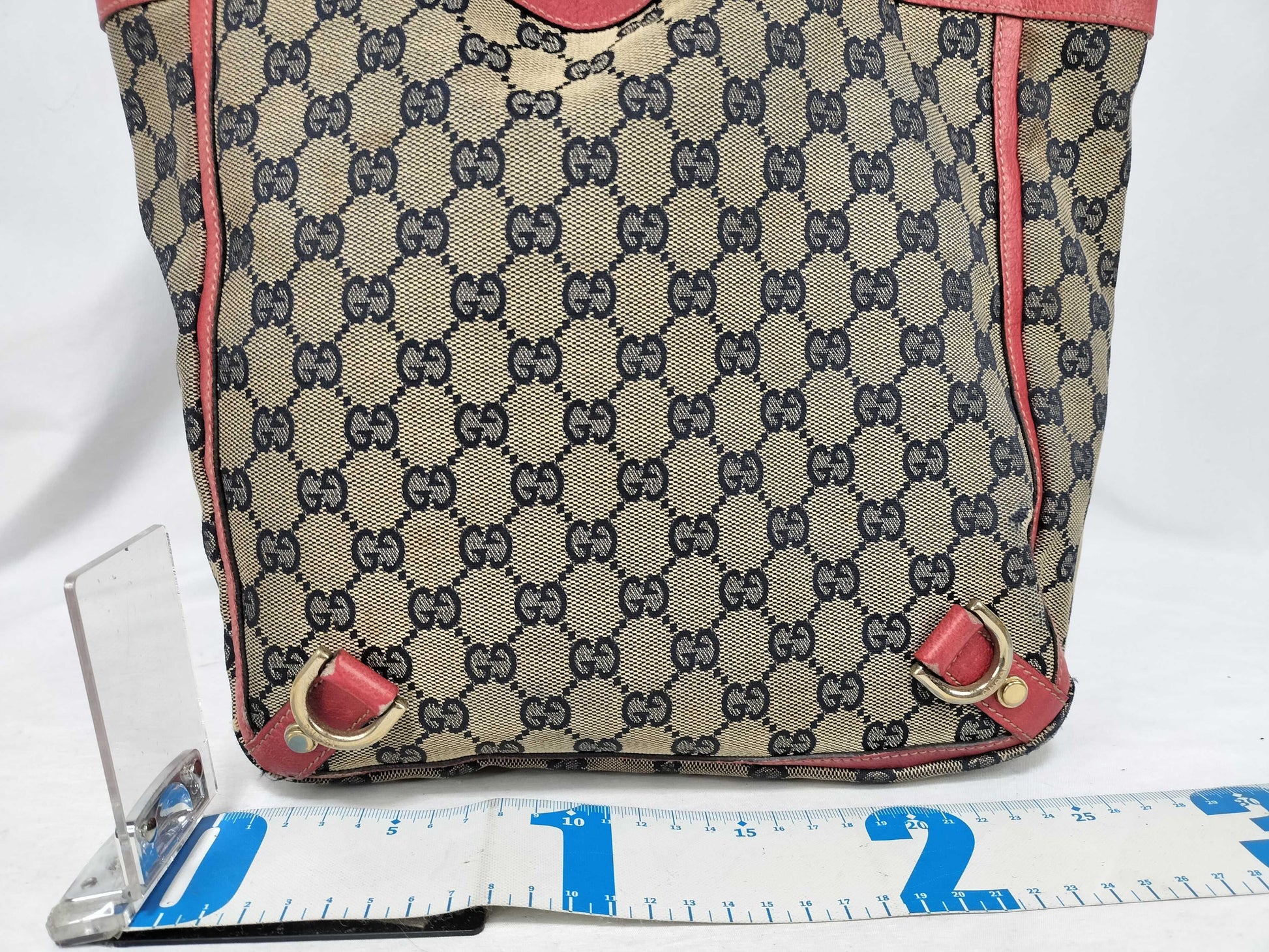 GUCCI GG Canvas Gucci 130739 Tote Bag Abbey Line GG Canvas Red Beige Tote Bag