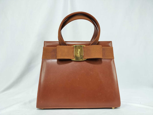 Salvatore Ferragamo Vala Ferragamo BA214178 Vala Handbag Leather Brown Handbag