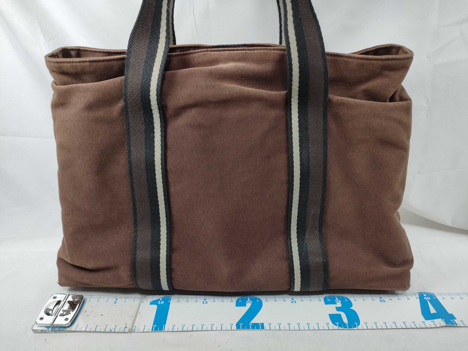HERMES Troca Horizontal MM Tote Bag Canvas Brown Tote Bag