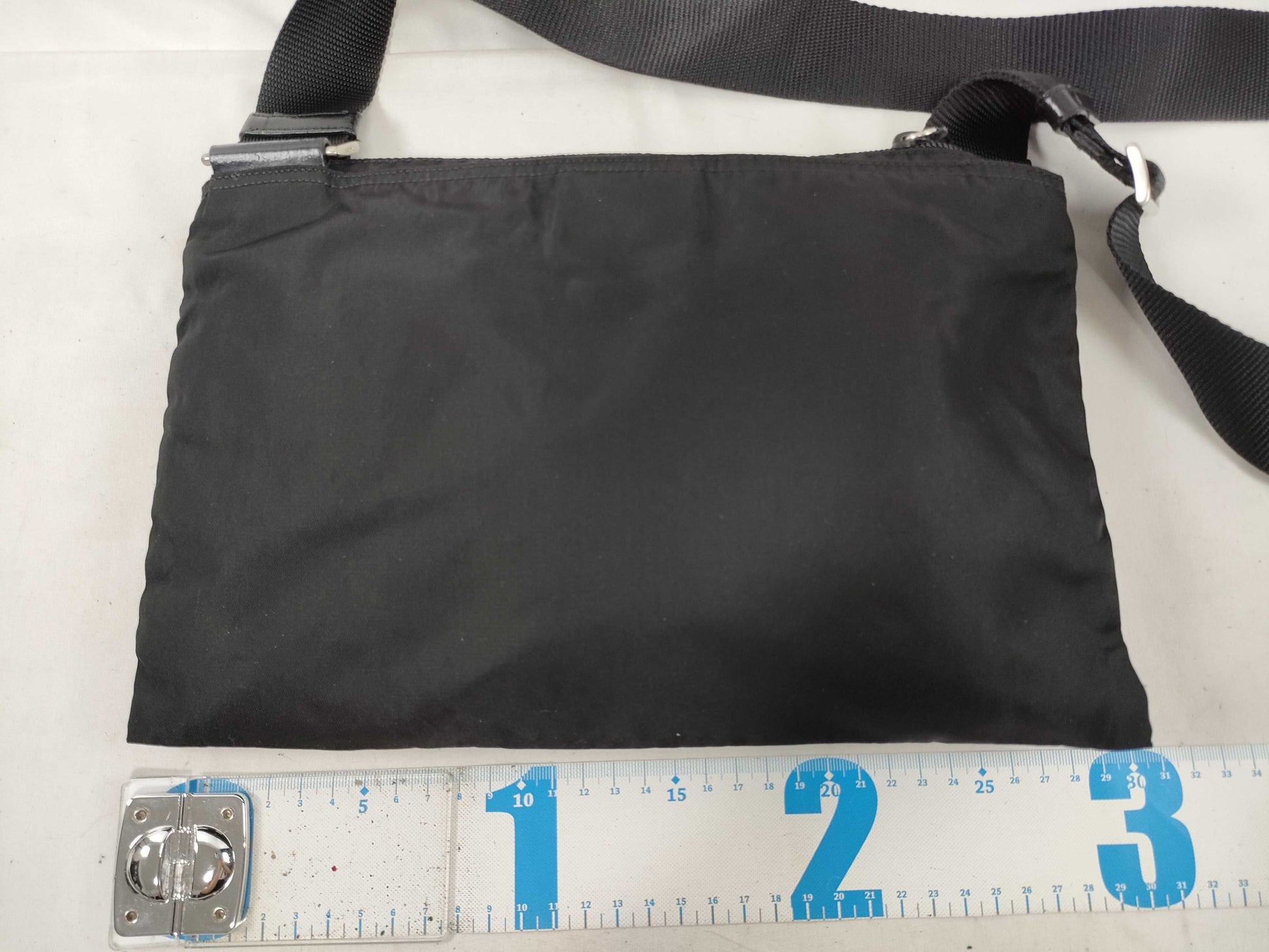 PRADA Shoulder Bag Triangle Plate Nylon Black Black Shoulder Bag