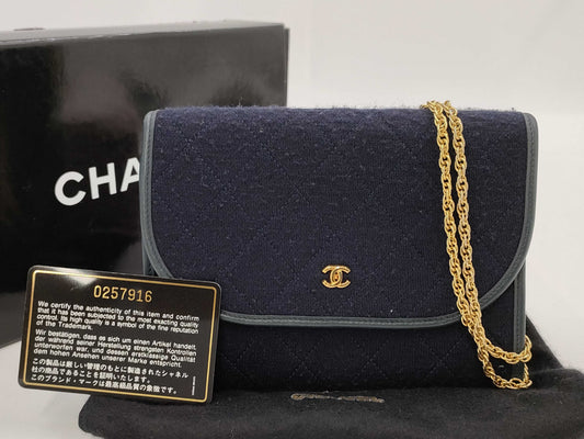 CHANEL Cotton Chain Bag Seal Blurred Shoulder Bag
