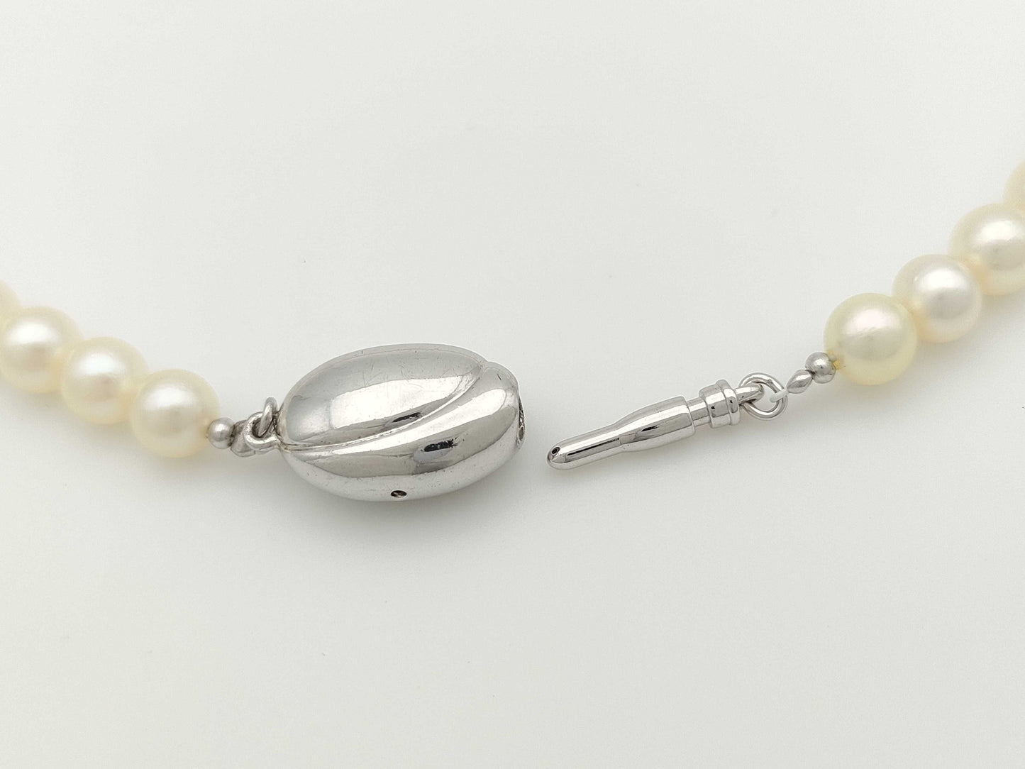 Long Akoya Semi Round Pearl Diameter Approx. 54-5.9mm SV 41.6g Necklace 