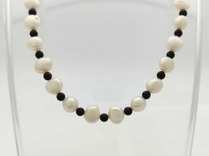 Colored stone freshwater pearl diameter approx. 7.0-8.0mm SV 27.3g necklace 