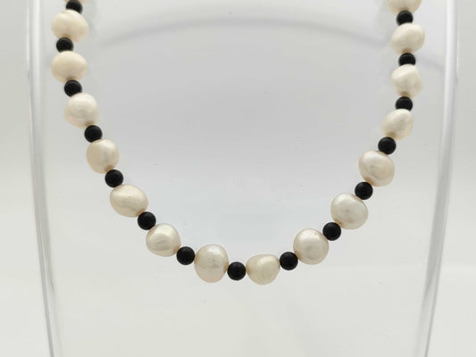 Colored stone freshwater pearl diameter approx. 7.0-8.0mm SV 27.3g necklace 