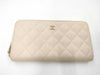 CHANEL Mattrasse Round Zip Long Wallet Caviskin Beige Wallet