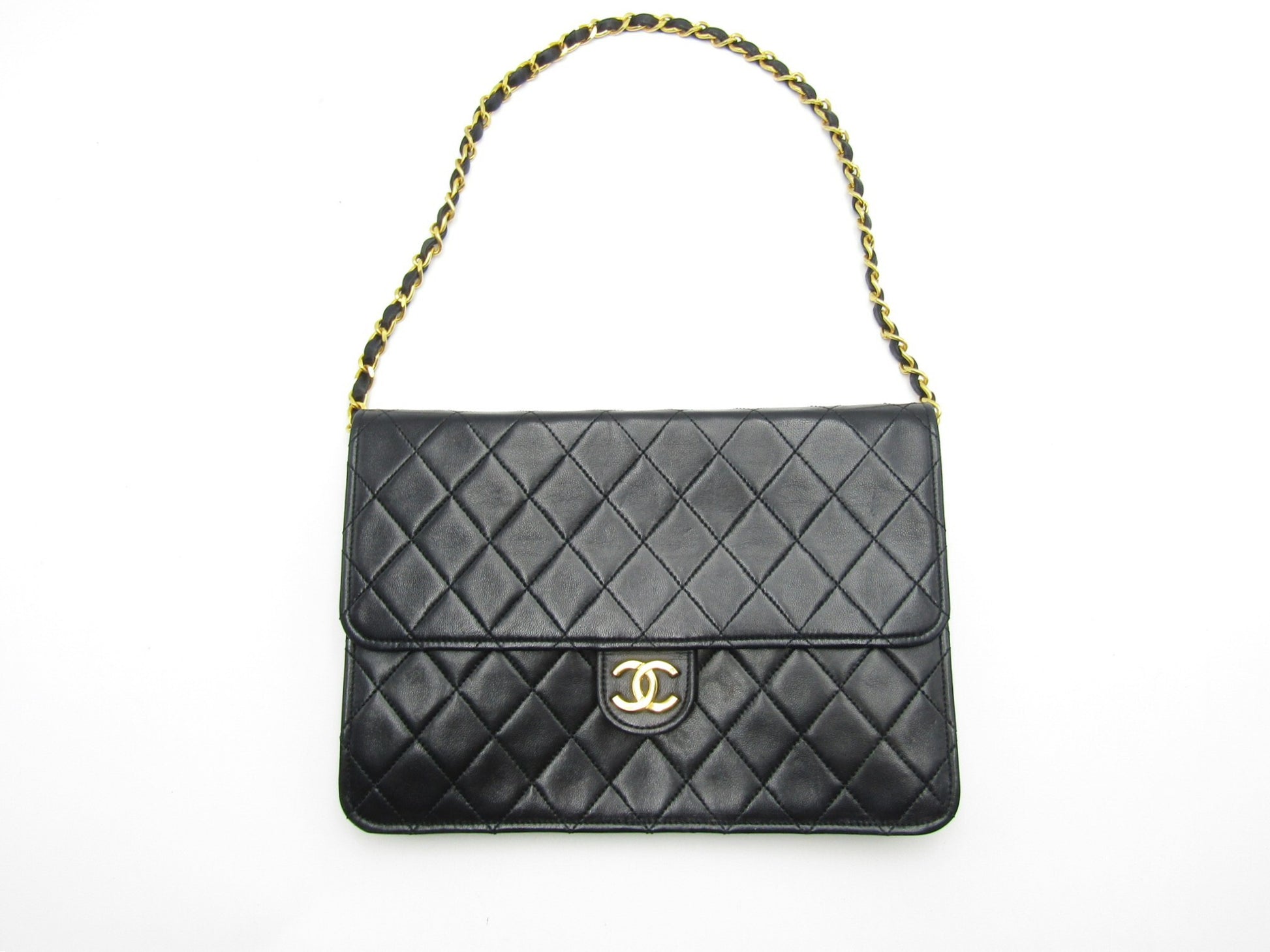 CHANEL Matlasse Pushlock Chain Shoulder Black/G Fittings A03569 Lambskin Shoulder Bag