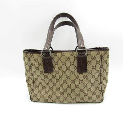 GUCCI GG Canvas Leather 113019 S Hardware Brown Tote Bag