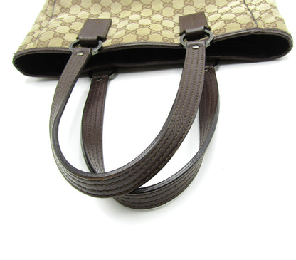 GUCCI GG Canvas Leather 113019 S Hardware Brown Tote Bag