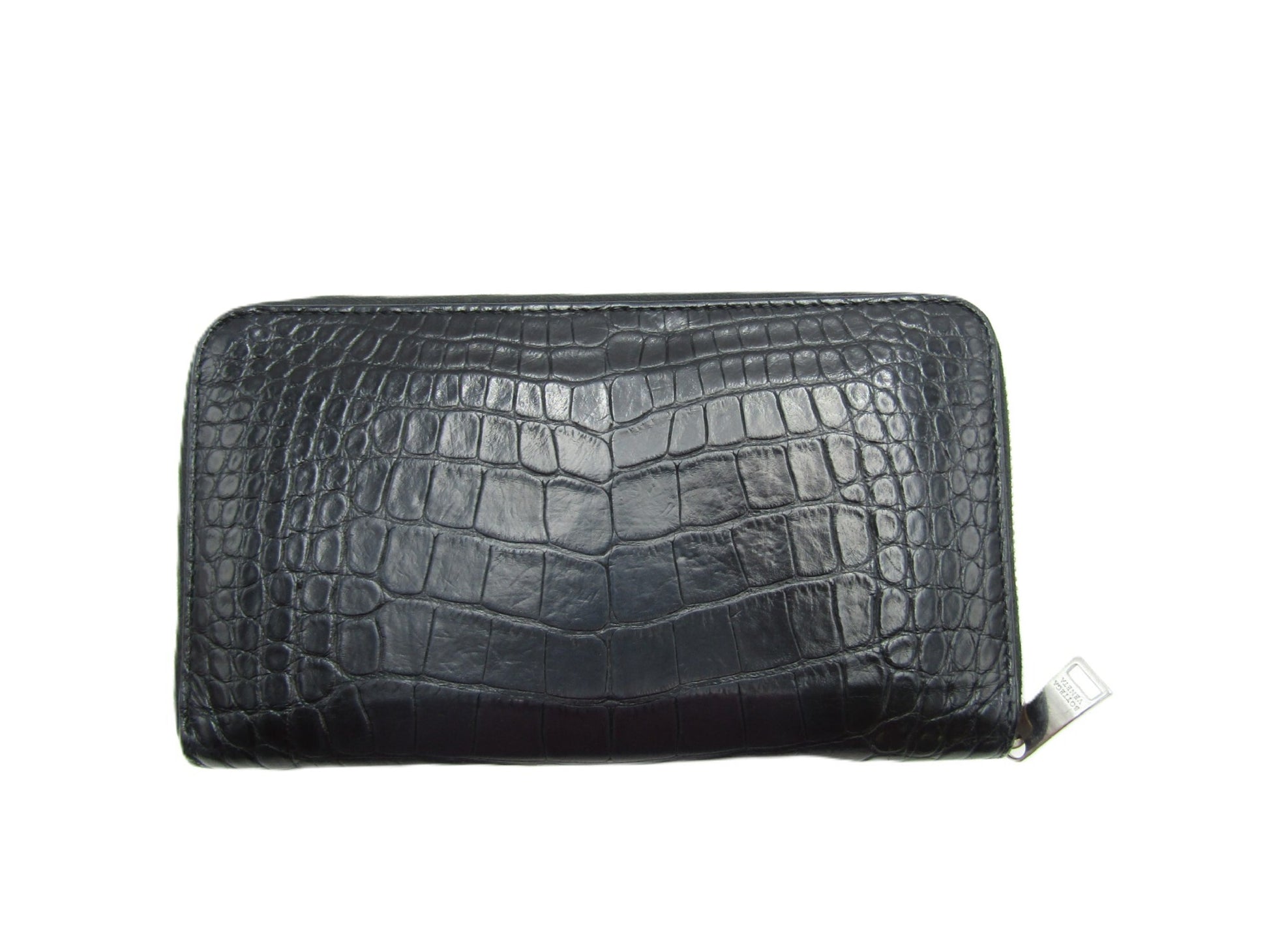 BOTTEGA VENETA Crocoa Round Wallet Black S Hardware Wallet