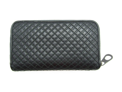 BOTTEGA VENETA Quilted Round Wallet Black/Leather Wallet
