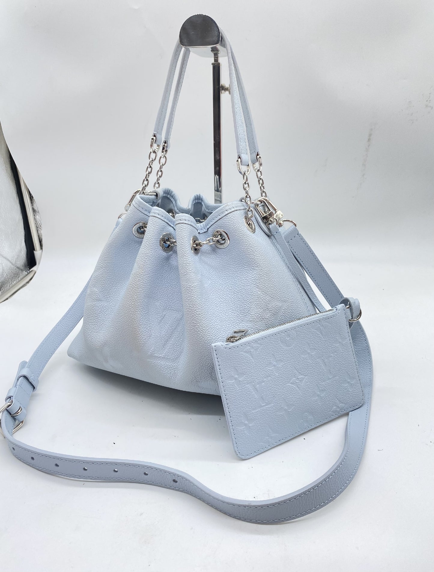 LOUIS VUITTON Vuitton Monogram Unplanted LV Bundle M11187 Blue RFID Responsive Shoulder Bag