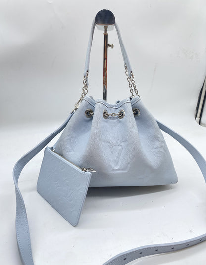 LOUIS VUITTON Vuitton Monogram Unplanted LV Bundle M11187 Blue RFID Responsive Shoulder Bag