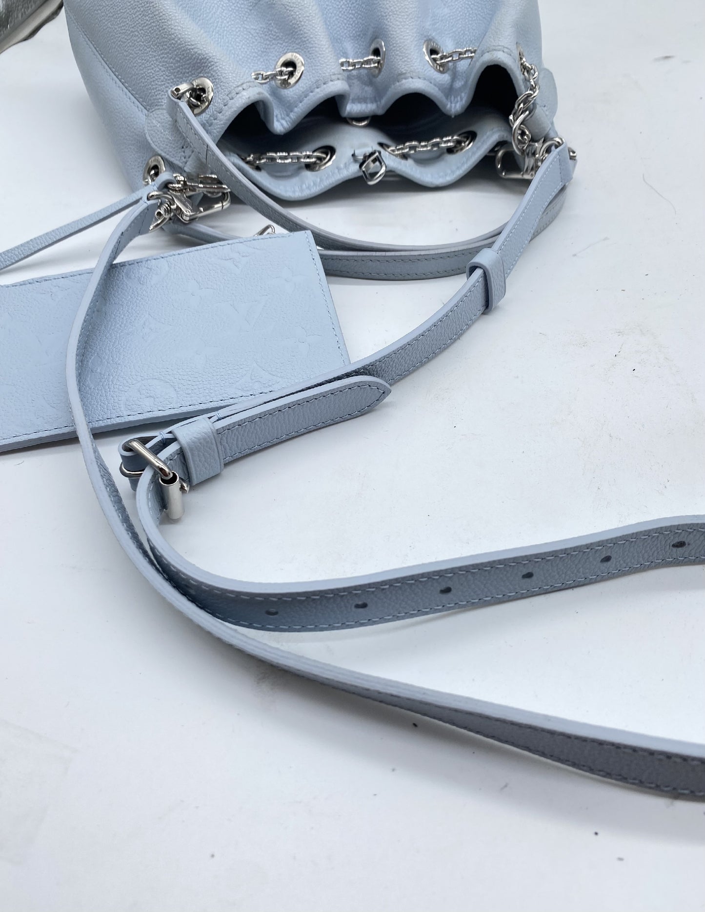 LOUIS VUITTON Vuitton Monogram Unplanted LV Bundle M11187 Blue RFID Responsive Shoulder Bag